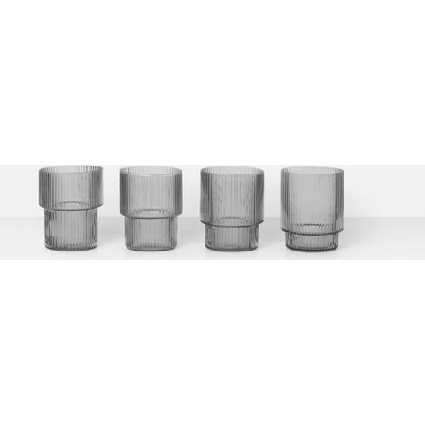 Ferm Living Ripple Glazen Set Van 4 Smoked Glass