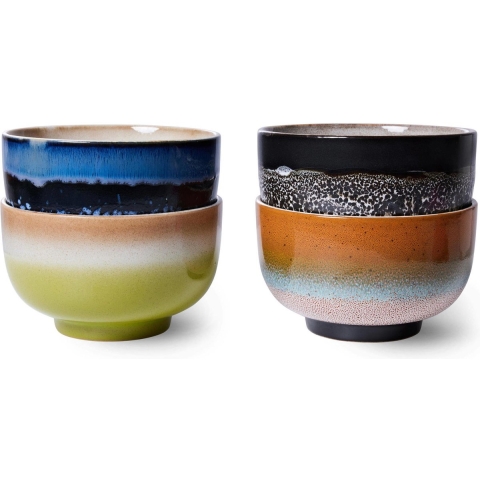 HKliving 70's Ceramic Noodle SchaalØ13.5 Set Van 4 Groovy