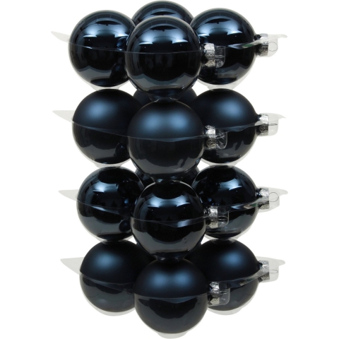 32x stuks glazen kerstballen donkerblauw 8 cm mat/glans -