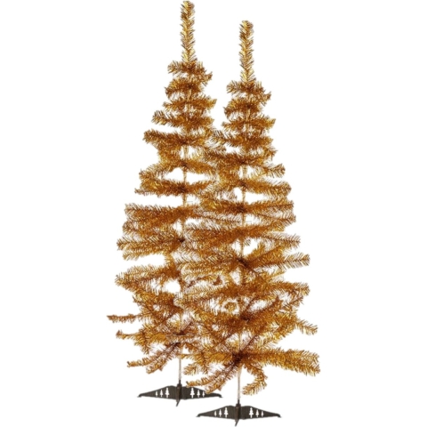 2x stuks kleine gouden kerstbomen van 120 cm -