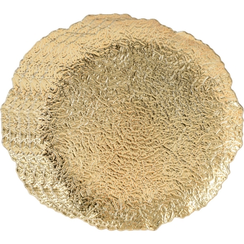 Diner/kerstdiner onderborden - 12x st - goud relief - kunststof - D33 cm - rond -
