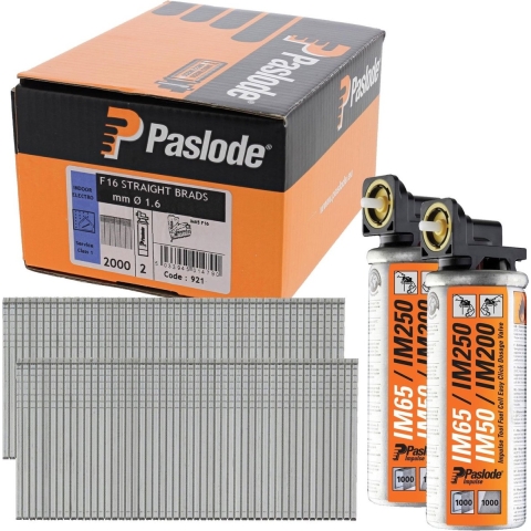 Paslode 921592 Afwerknagel Incl. Gas - IM65F16x63mm - Verzinkt 3Mµ (2000st)