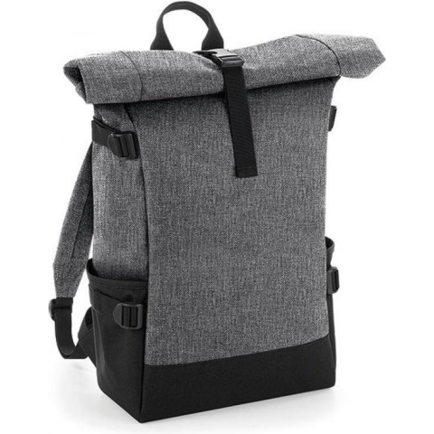 Atlantis BG858 Block Roll-Top Backpack - Grey-Marl/Black - 28 x 48 x 15 cm