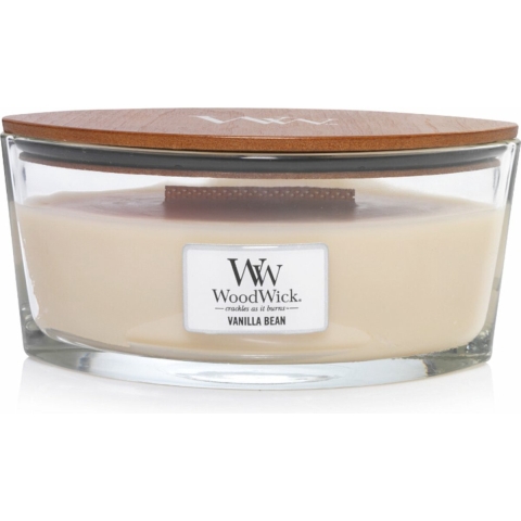 WoodWick Geurkaars Ellipse Vanilla Bean - 9 cm / 19 cm - Geurkaars in Glas - Houten Lont