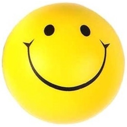 Stressbal smiley - 10x - geel - D6 cm - lachende smiley -