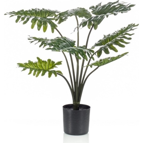 Kantoor kunstplant groene Philodendron 60 cm in zwarte pot -