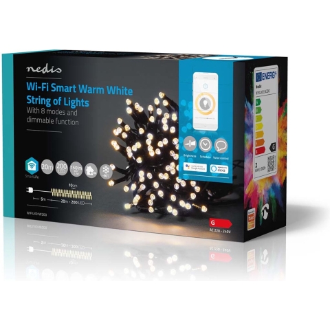 Nedis WIFILX01W200 Smartlife Decoratieve Led Wi-fi Warm Wit 200 Led's 20.0 M Android™ / Ios