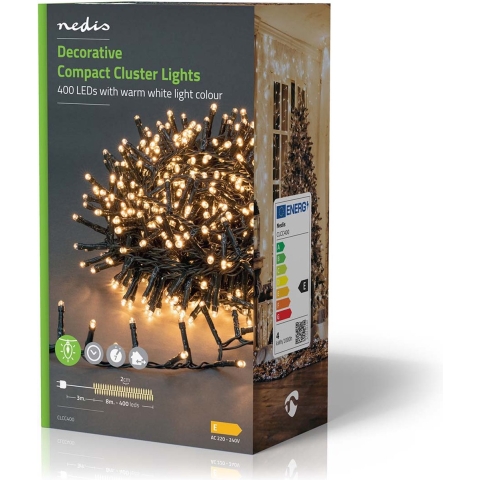 Nedis CLCC400 Decoratieve Verlichting Compacte Cluster 400 Led's Warm Wit 8.00 M Licht Effecten: 7 Binnen & Buiten Netvoeding