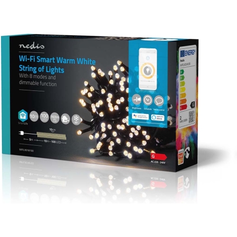 Nedis WIFILX01W100 Smartlife Decoratieve Led Wi-fi Warm Wit 100 Led's 10.0 M Android™ / Ios