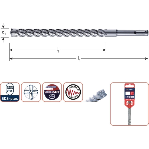 Rotec Hamerboren SDS+ 'Zentro' 4-snijder 24,0x200/250 mm - 2022401
