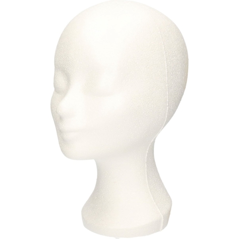Paspop display etalage hoofd/mannequin - 6x - 30 cm - piepschuim - wit - voor hoeden/pruiken/accesso -