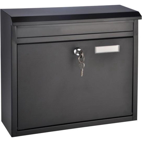 Brievenbus/postbus zwart metaal 36 x 12 x 32 cm -