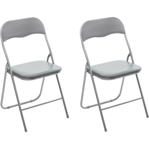 Klapstoel met pvc zitting - 2x - grijs - 44 x 48 x 79 cm - metaal -