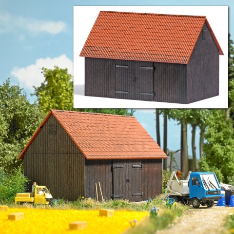 Busch 1900 H0 Schuur met pannendak