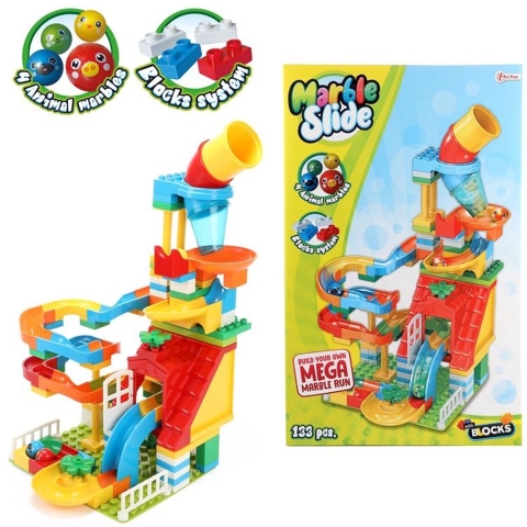 Toi Toys Bouwstenen Midi Knikkerbaan 133-delig