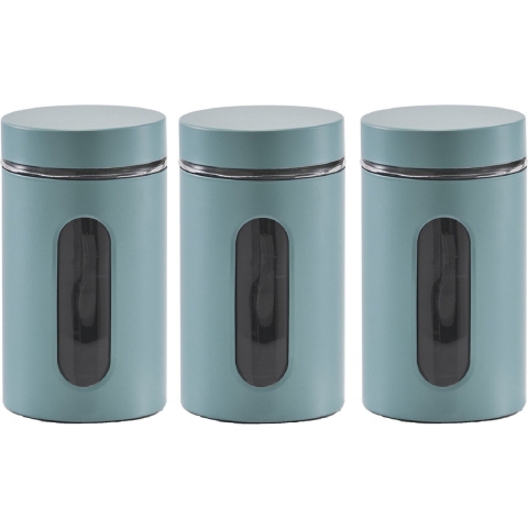 Zeller Voorraadpot - 5x - venster - eucalyptus groen - 900ml - D10 x H18 cm -