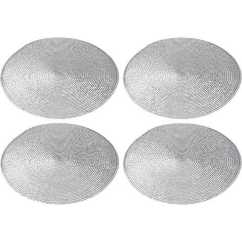 8x stuks ronde placemats zilver polypropeen 38 cm -