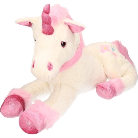 Pluche grote witte eenhoorn knuffel 62 cm -