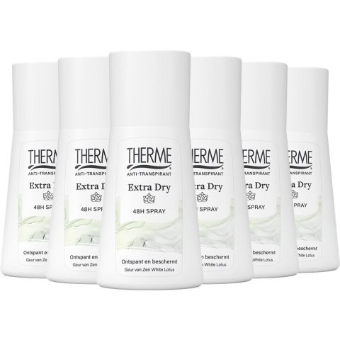 6x Therme Anti-Transpirant Extra Dry Zen White Lotus Spray 75 ml