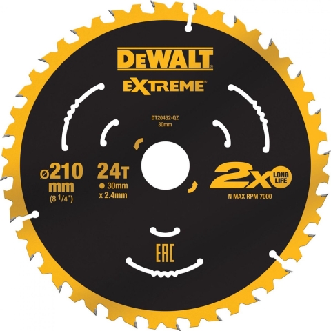 DeWalt Accessoires Cirkelzaagblad TCT | 210x30x24t - DT20432-QZ