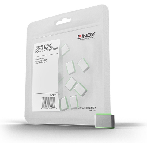 LINDY USB-C-poortsleutel Set van 10 stuks Groen Zonder sleutel