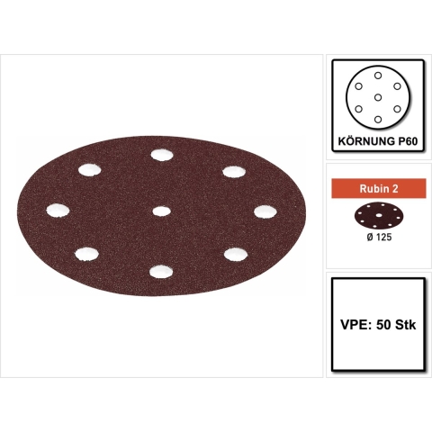 Festool Accessoires Schuurschijven STF D125/8 P60 RU2/50 - 499094