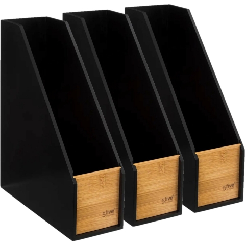 Lectuurbak/tijdschriftenrek - 3x - zwart - 9 x 25 x 30 cm - hout -