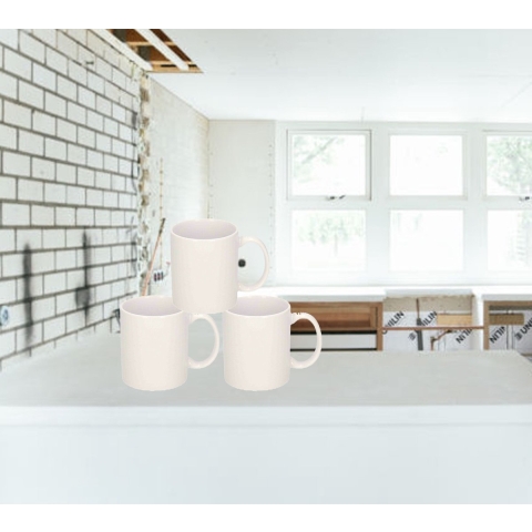 Koffiemokken Basic model - 12x - keramiek - wit - 300 ml - voor kantoor/kantine -