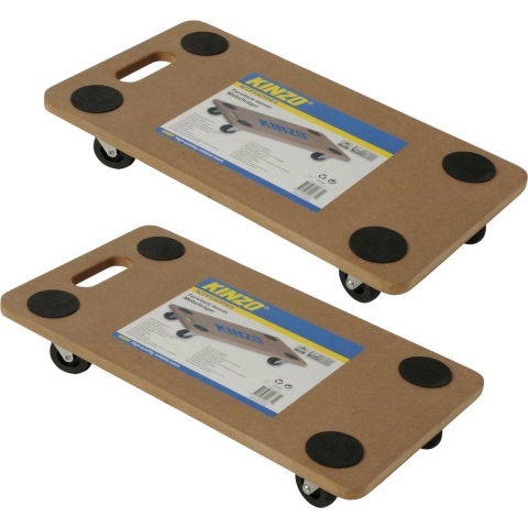 Trolley/Hondje - 2x - transport - met handvat - MDF - 150 kg - 56 x 30 cm -