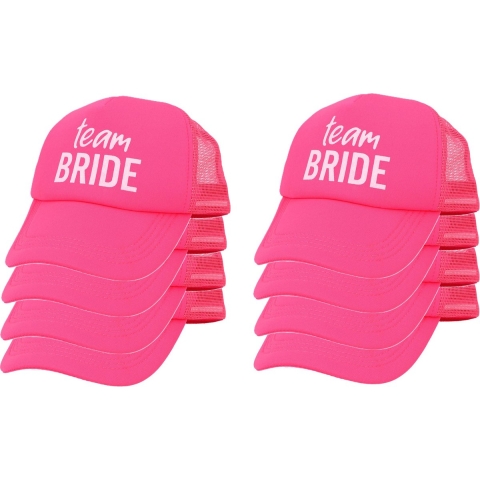 Vrijgezellenfeest baseballcap/petje - 8x - Team Bride - roze - dames - polyester -