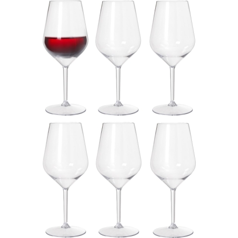 Duni Wijnglas Elegance - 6x - onbreekbaar kunststof - 400 ml - vaatwasser bestendig -