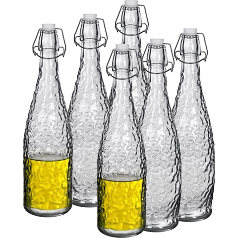 Alessandro Beugelfles/weckfles - 12x - gedecoreerd glas - transparant - luchtdicht - 1 liter -