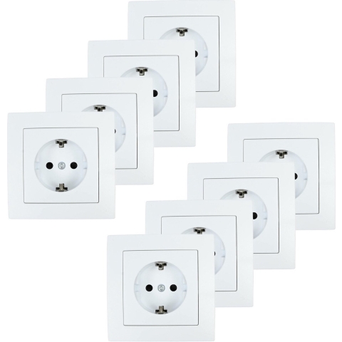 Benson Stopcontact RA - 8x - wit - inbouw - kunststof - 8 x 8 cm -