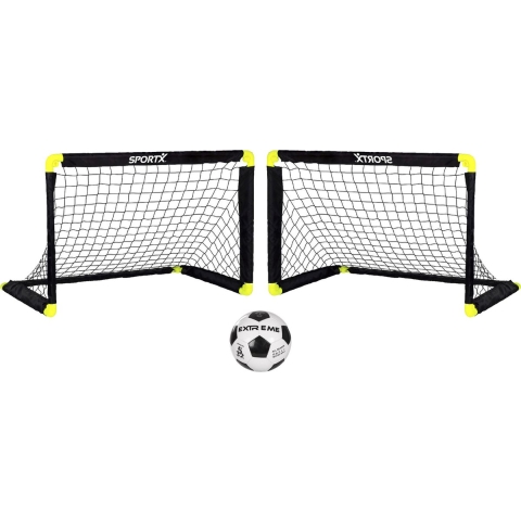 Voetbal training/speel set - 2x opvouwbaar doel - 1x voetbal classic - buitenspeelgoed -