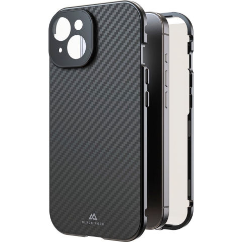 Black Rock 360 Glas Cover Voor Apple IPhone 15 Real Carbon