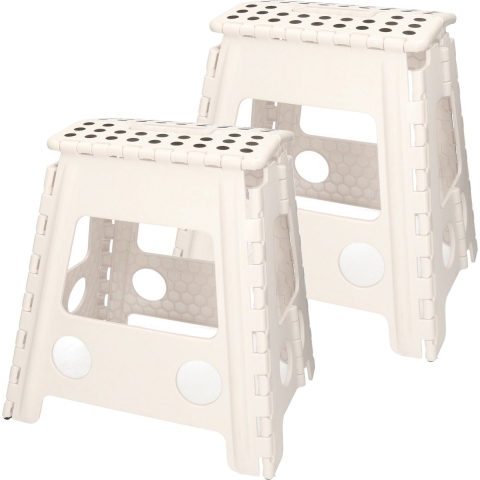 2x stuks inklapbaar keukenkrukje/opstapje wit 40 x 32 cm -