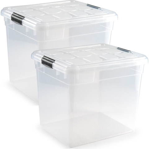 PlasticForte Opbergbox - 4x - met deksel - 35 liter - L42 x B36 x H35 cm -