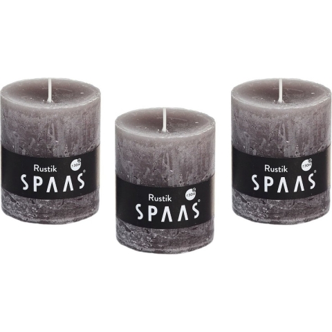 12x Taupe rustieke cilinderkaars/stompkaars 7x8 cm 30 branduren -