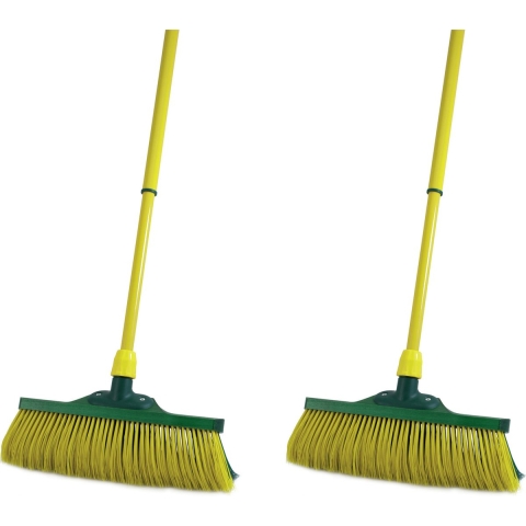 Set van 2x stuks klauwbezems 35 cm met telescoopsteel 140 cm -