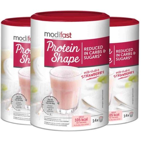 3x Modifast Protein Shape Milkshake Aardbei 420 gr