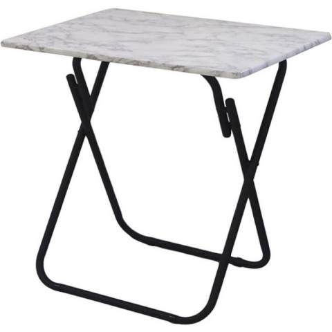 Bijzettafel - marmer look - MDF hout - metaal - inklapbaar - L50 x B70 x H93 cm -