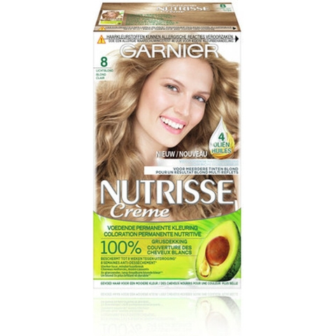 3x Garnier Nutrisse Ultra Crème Permanente Haarkleuring 8.0 Lichtblond