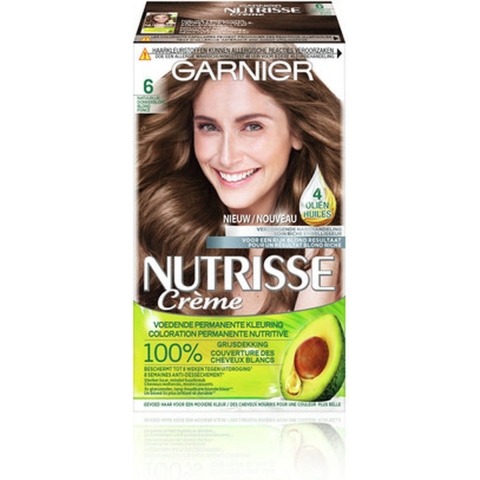 3x Garnier Nutrisse Ultra Crème Permanente Haarkleuring 6.0 Natuurlijk Donkerblond
