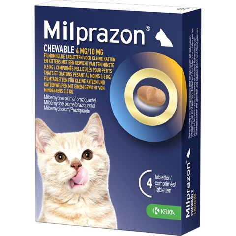 Milprazon Chewable 4 mg / 10 mg kitten en kleine kat 12 tabletten
