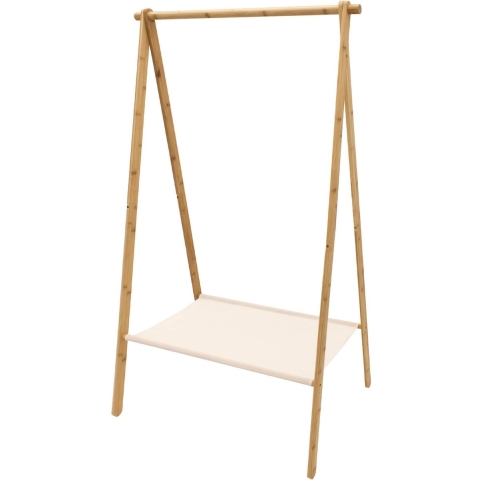 Kledingrek met plank - bamboe - lichtbruin/wit - 86 x 57 x 155 cm -