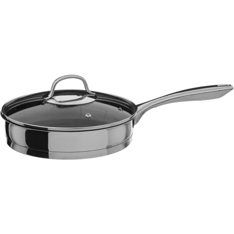 Hapjespan met deksel - Alle kookplaten geschikt - zilver - dia 24 cm -