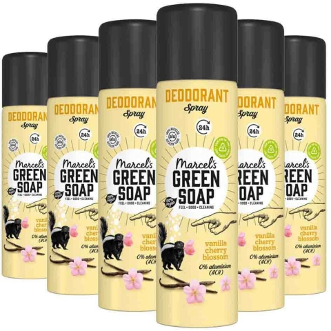 6x Marcel's Green Soap Deodorant Spray Mimosa Blackcurrant 150 ml