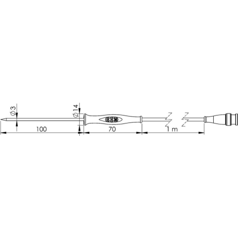Greisinger GF1T-E3-B-BNC Insteeksensor -70 tot +250 °C Sensortype Pt1000