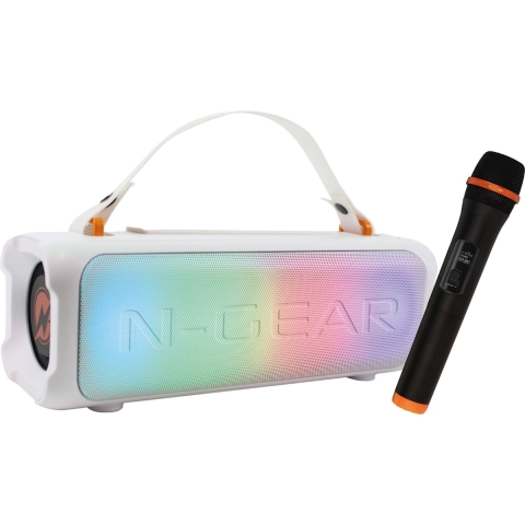N-Gear Blazooka 703W - Draagbare Bluetooth Speaker - Met Microfoon & Verlichting - Wit - Kerstaanbieding!