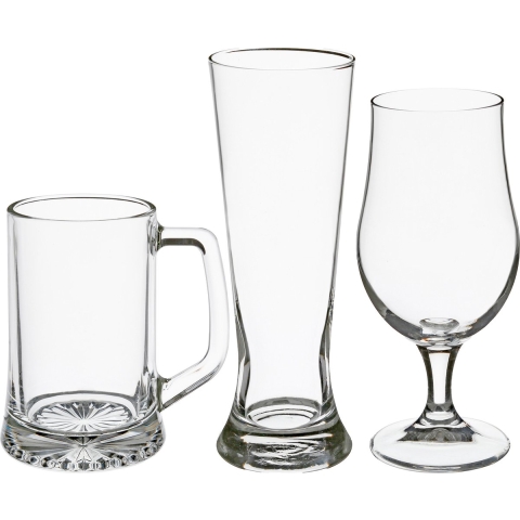 Bierglazen set - pilsglazen/bierpullen/bierglazen op voet - 12x stuks - glas -